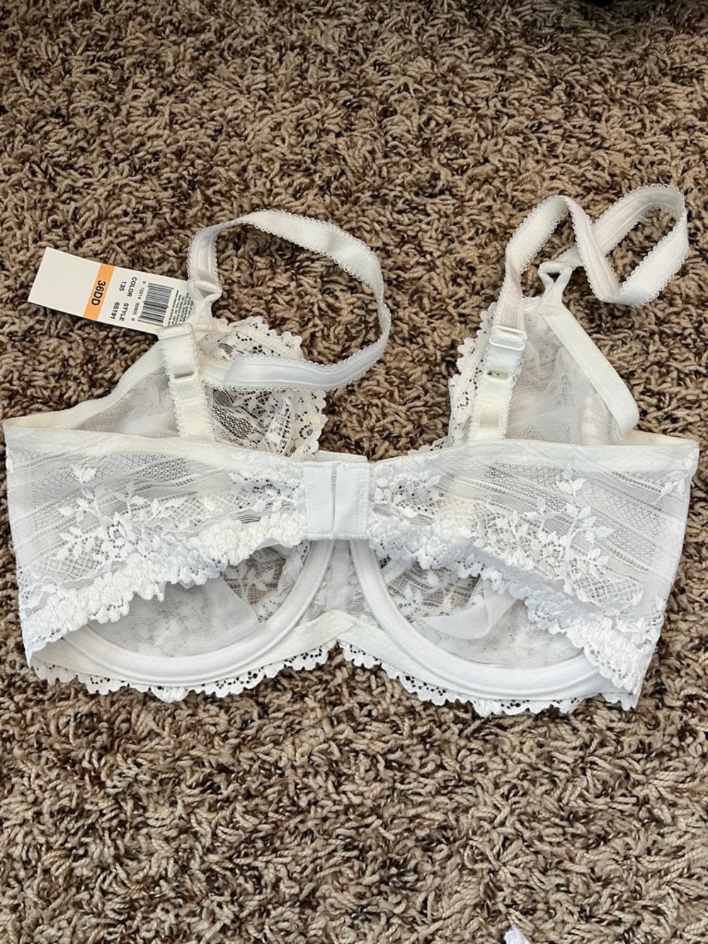 Wacoal White Lace Underwire Bra with Sheer Floral Cups - Picture 3 of 5